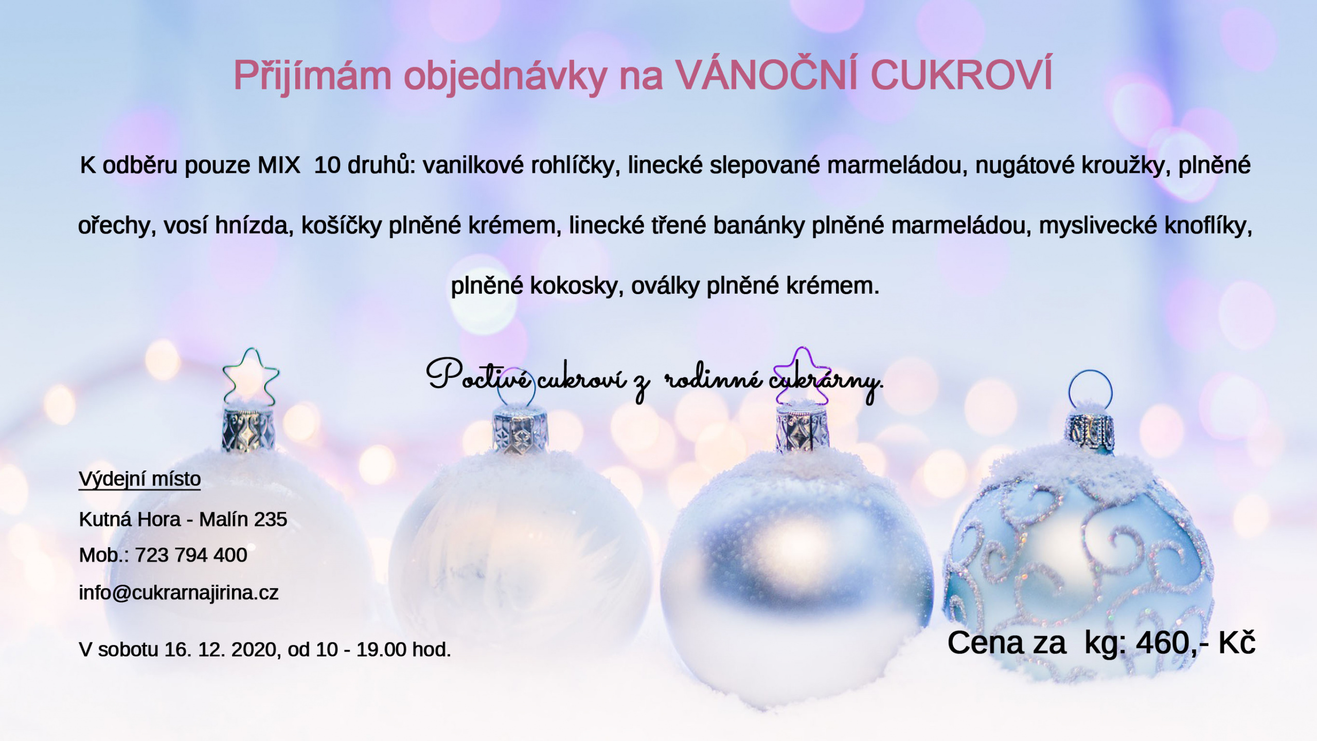 Cukrarna Jirina - vanoce 2020 Cukrarna Jirina - vanoce 2020